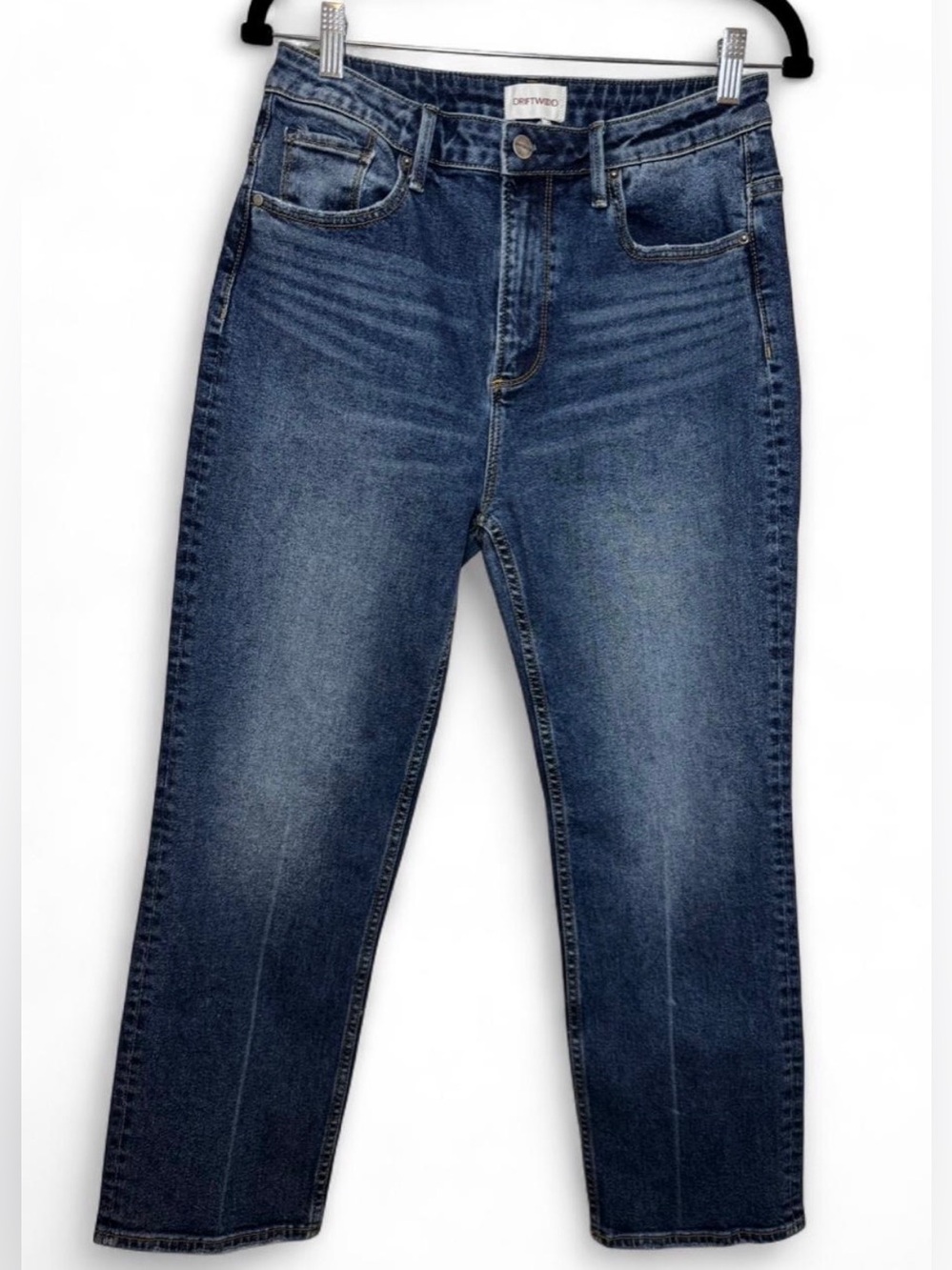 Driftwood Stella High Rise Straight Leg Jeans Medium Wash Blue Denim